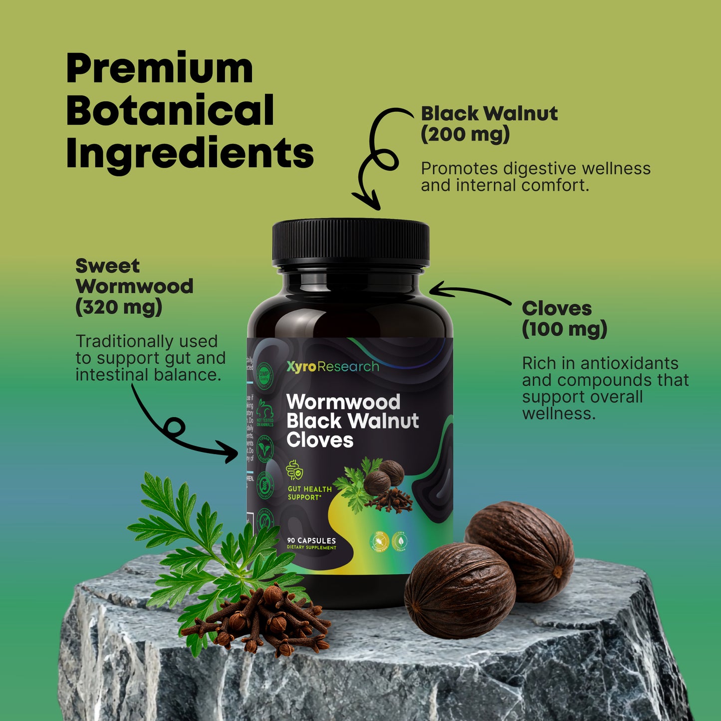 Xyro Research Wormwood Black Walnut Clove Capsules