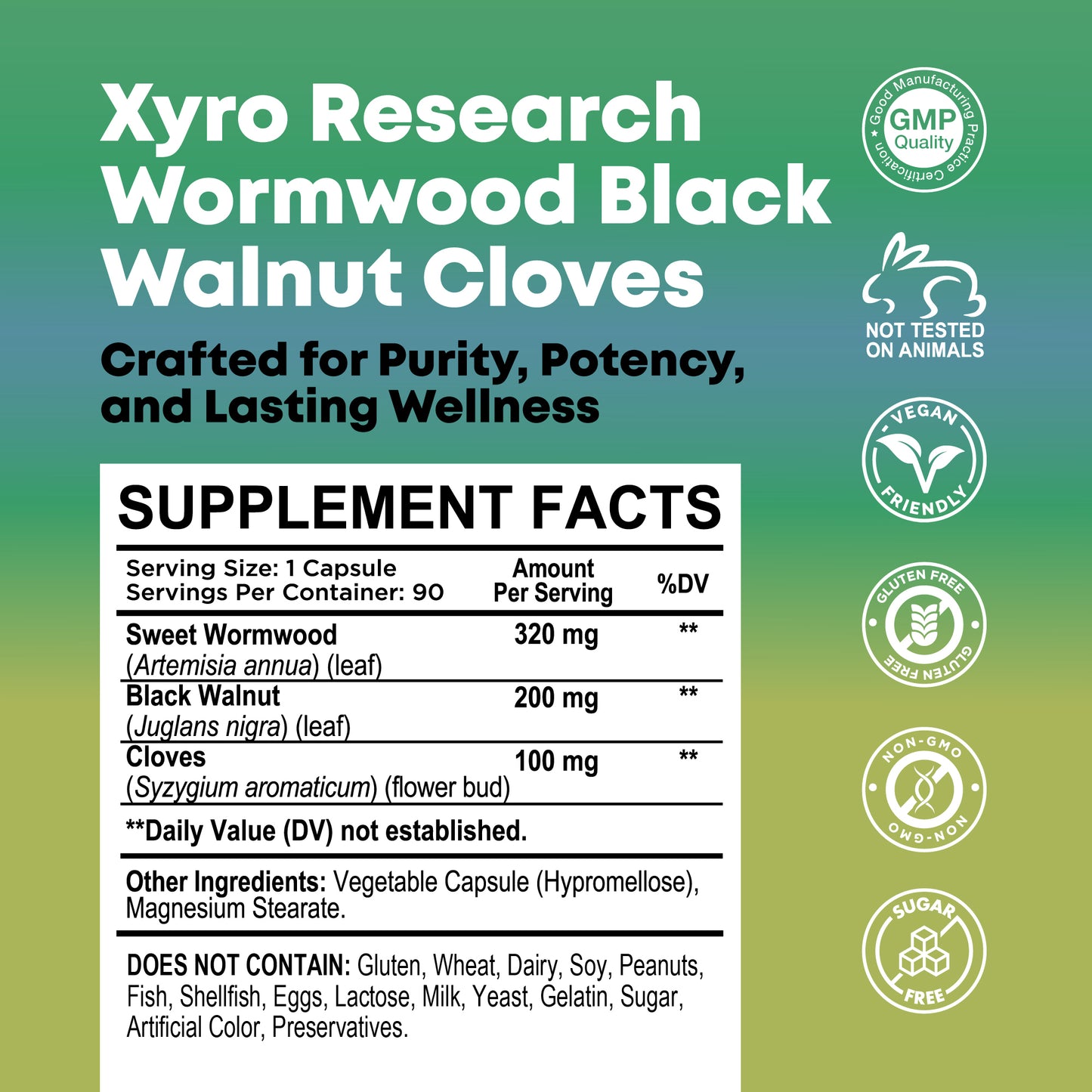 Xyro Research Wormwood Black Walnut Clove Capsules